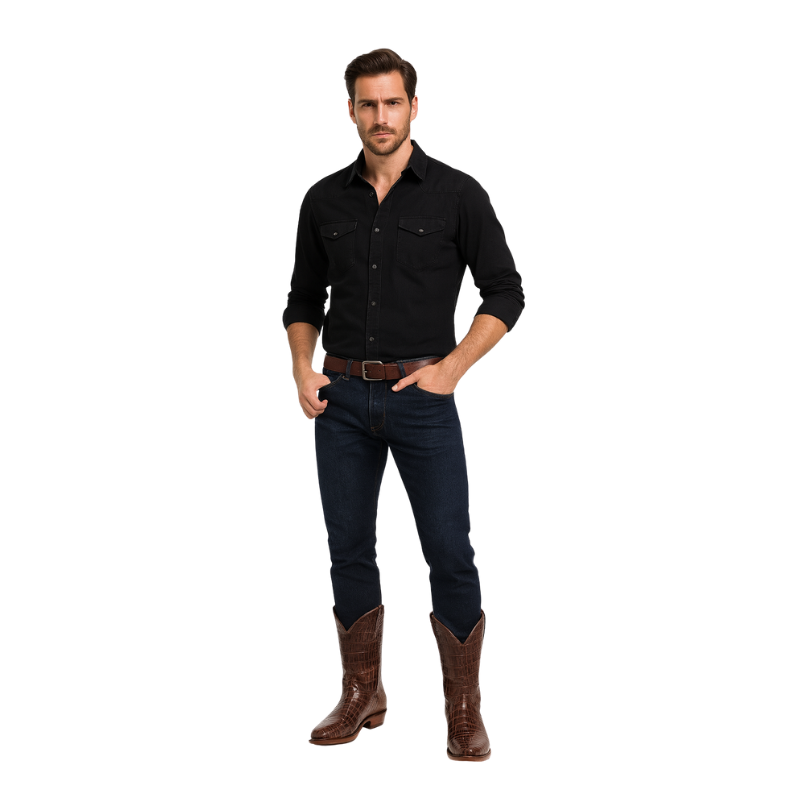Croc Embossed Western Cowboy Boots