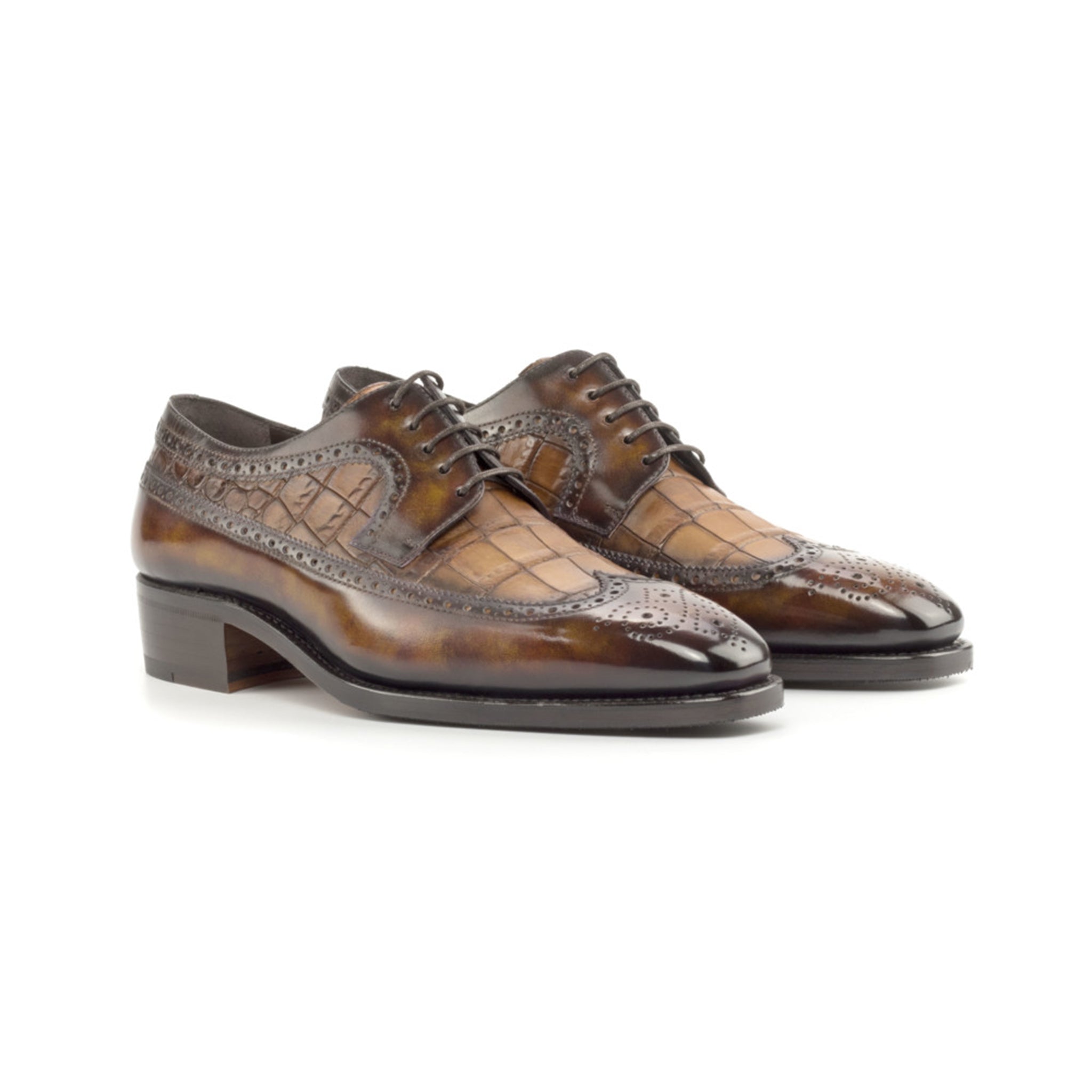 Croco Patina Blucher Shoes