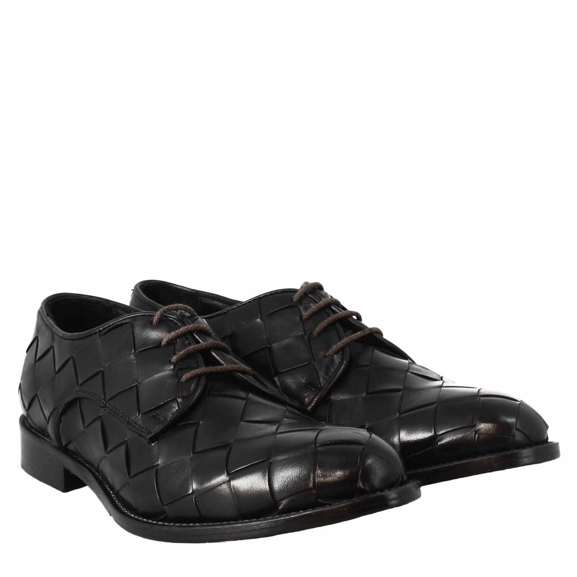 Vintage Black Derby woven leather