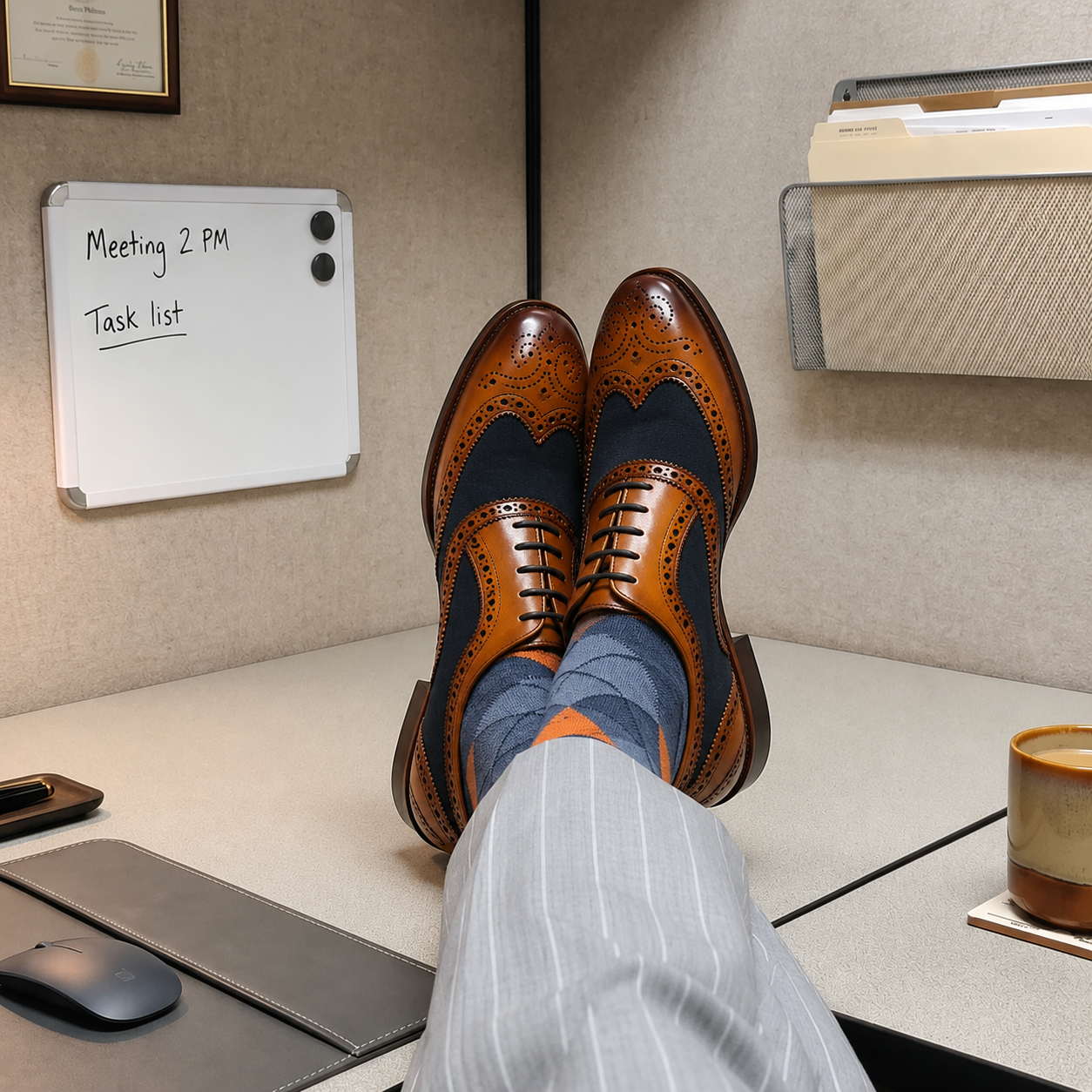 Men's Dual Textured Wingtip Laceup Brogue