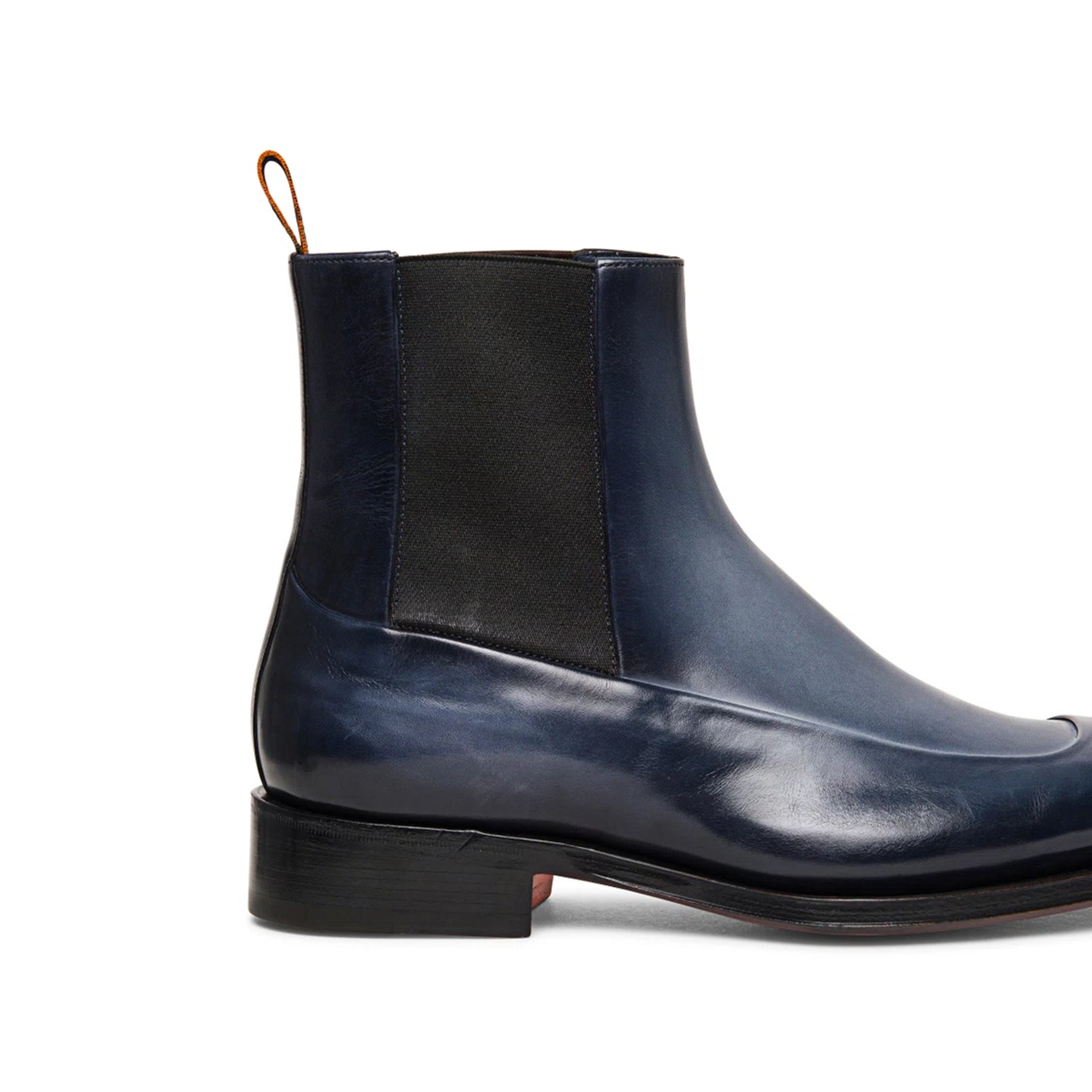 Men s Blue Leather Chelsea Boots