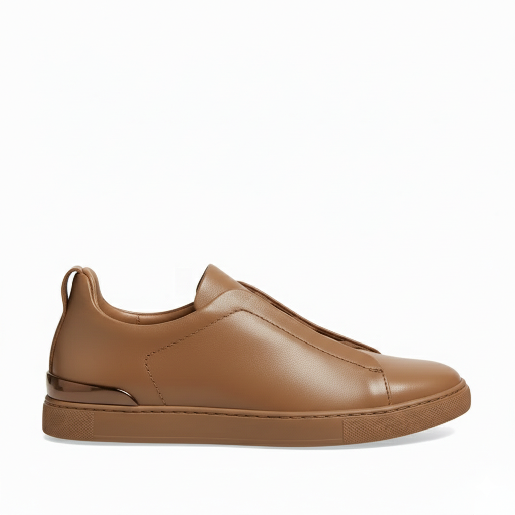Noir Triple Stitch Leather Sneaker