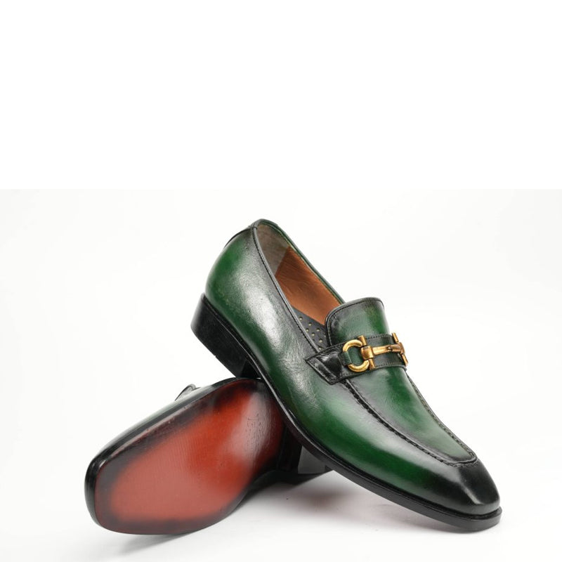 Raised Lake Stitch Apron Toe Green Men's Horsebit Loafer