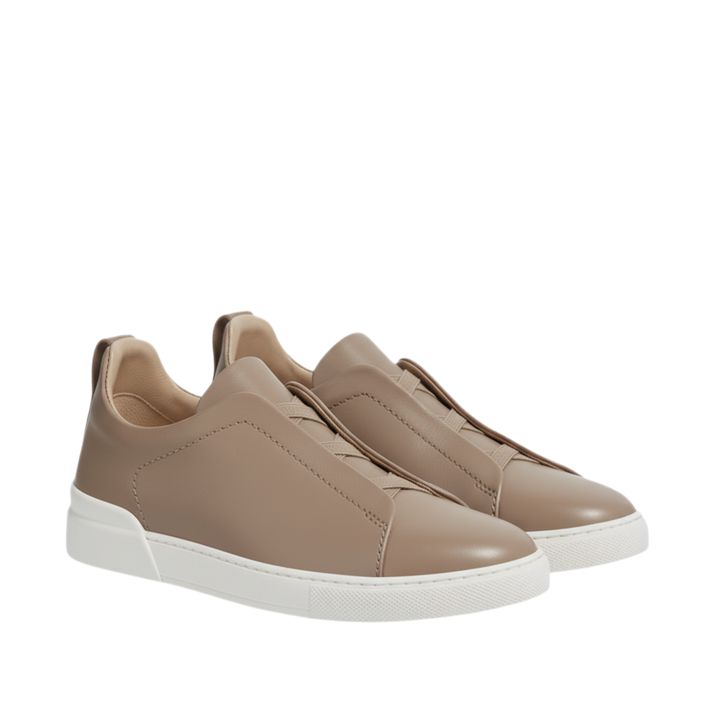 Luxury Edition Triple Stitch Leather Burgundy Sneaker for Men s