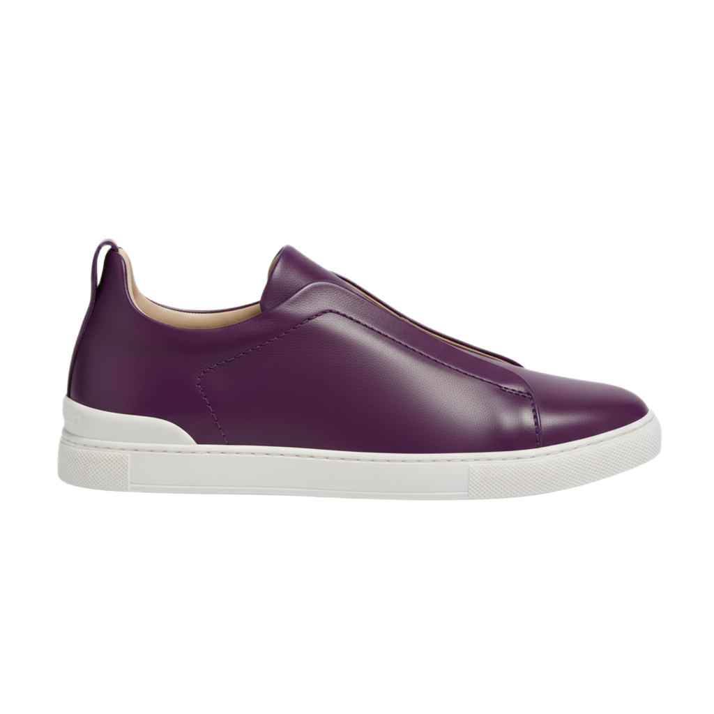 Luxury Edition Triple Stitch Leather Burgundy Sneaker for Men s
