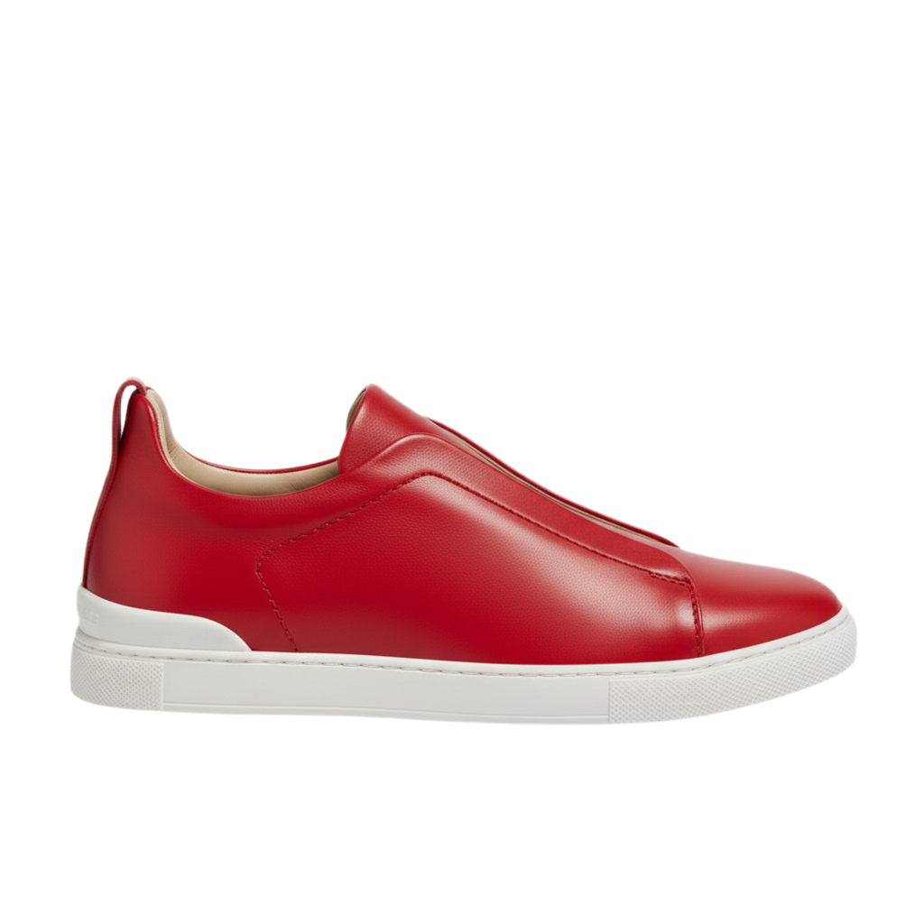 Luxury Edition Triple Stitch Leather Burgundy Sneaker for Men s