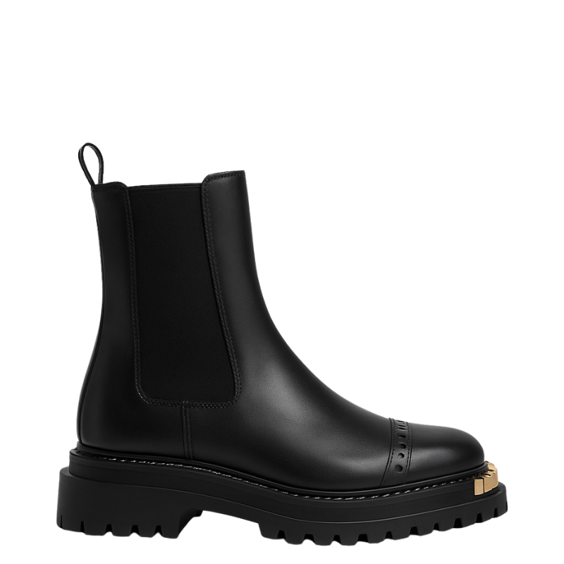 Luxury Ankle Boots for Womens with Gold accent Toe Detail