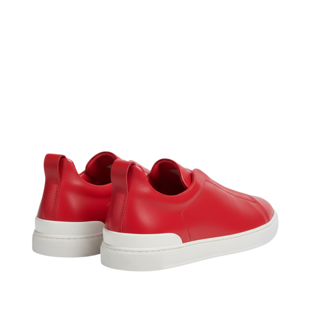Luxury Edition Triple Stitch Leather Burgundy Sneaker for Men s