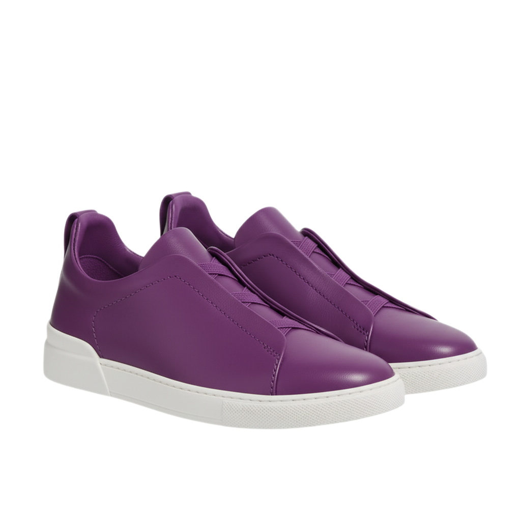 Luxury Edition Triple Stitch Leather Burgundy Sneaker for Men s