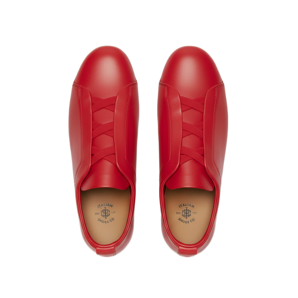 Luxury Edition Triple Stitch Leather Burgundy Sneaker for Men s