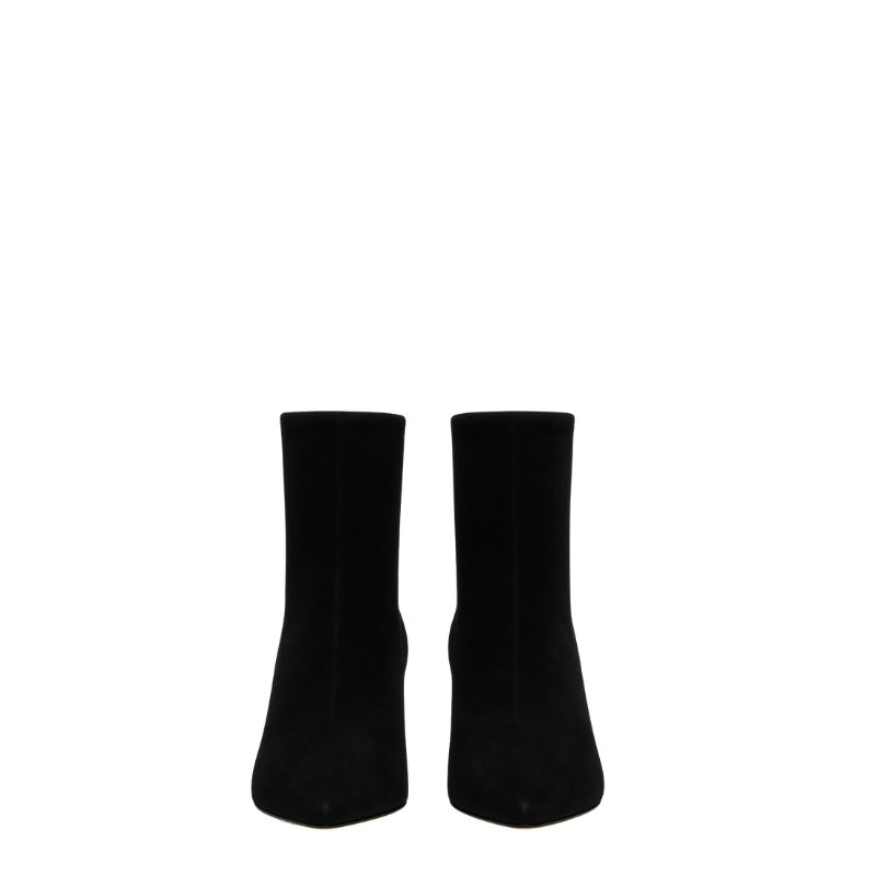 Premium Suede Pointed Toe Ankle Boots with Kitten Heels