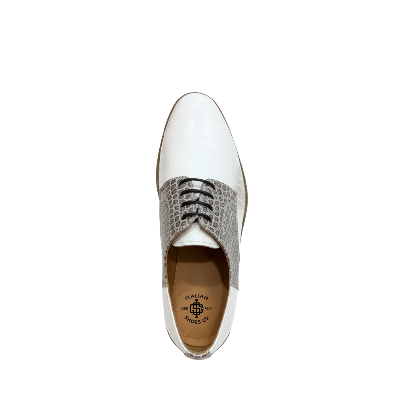 Ivory Python Textured Luxury Derby Shoes