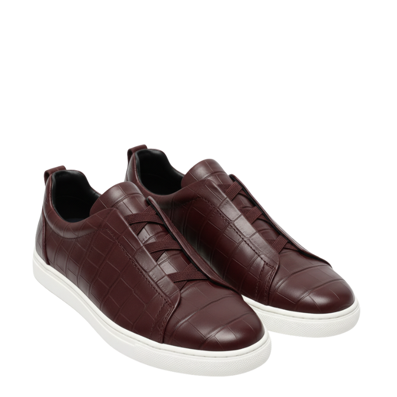Croc Embossed Italian Luxe Slip On Sneakers