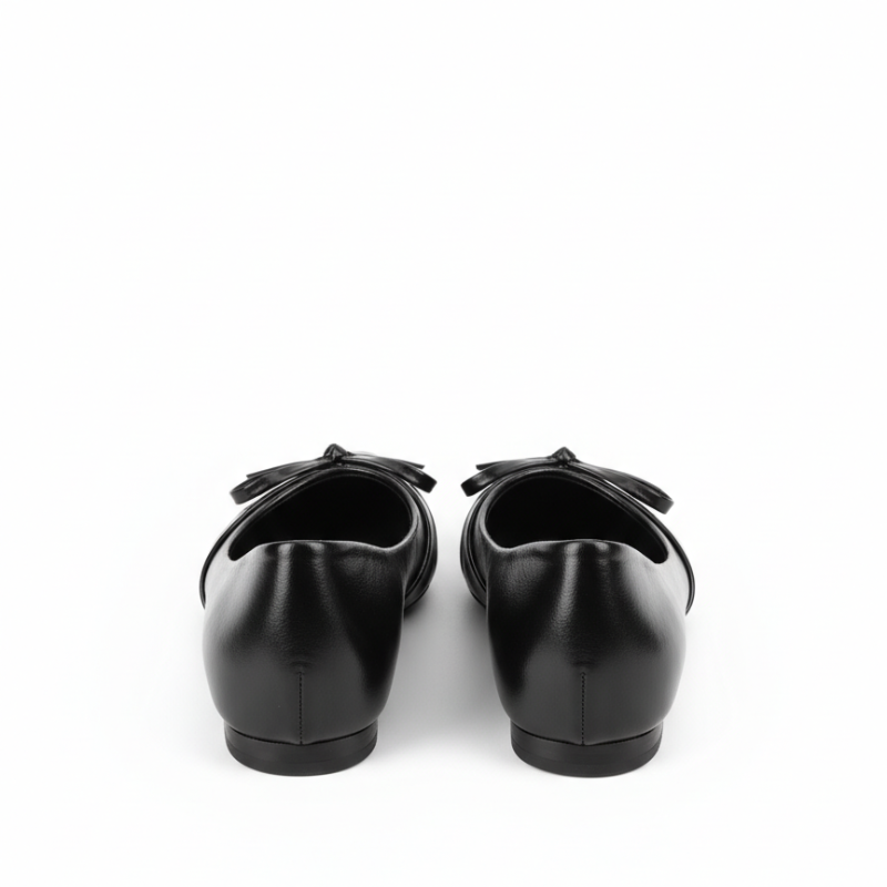 Italian Noir Bow Point Flats Ballerinas