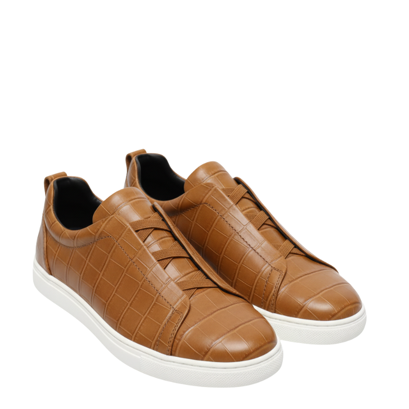Croc Embossed Italian Luxe Slip On Sneakers