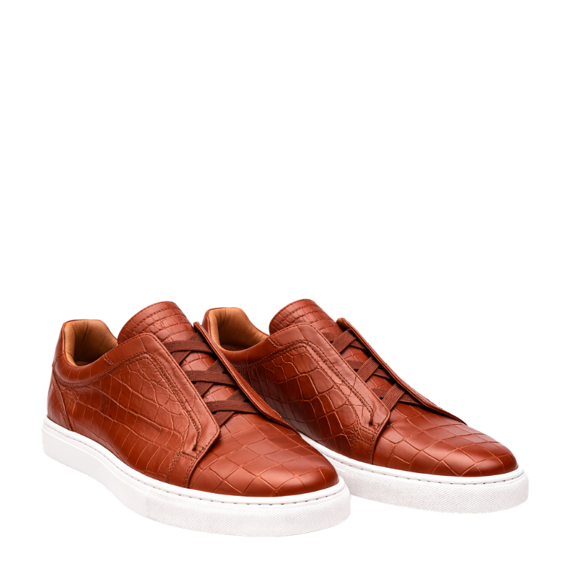 Italian Croc Embossed Lace Shield Sneakers