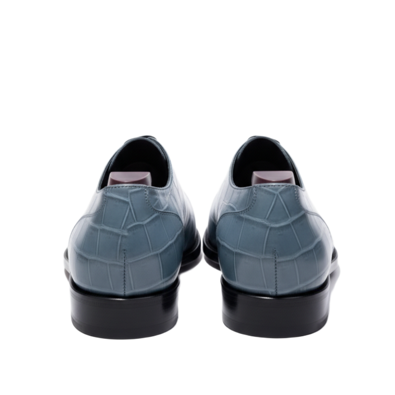 Azure Croc Textured Oxford Shoes Lace Ups