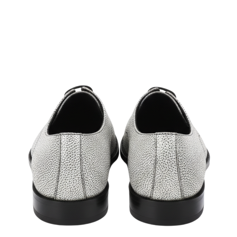 Italian Pebble Exotic Fish Skin Leather Luxe Derby