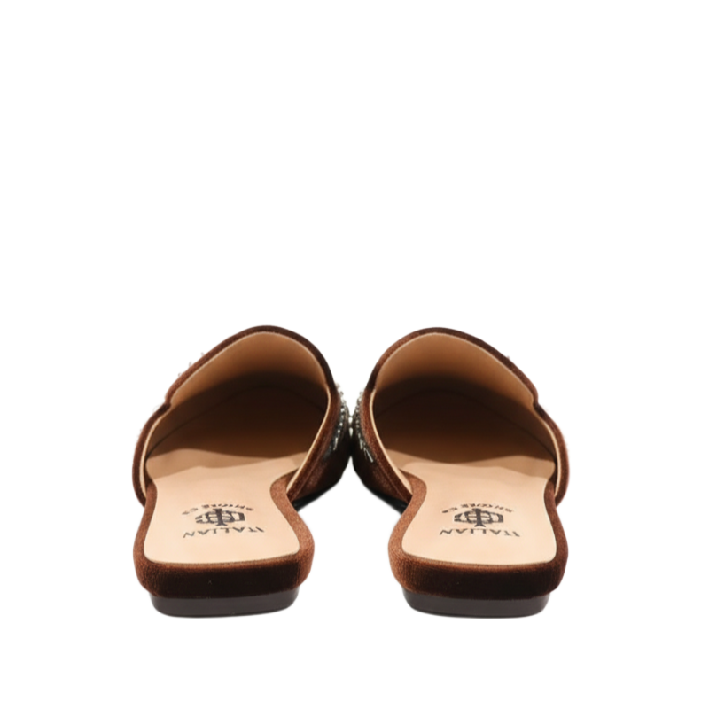 Floral Embroidered Midnight Velvet Women Mules