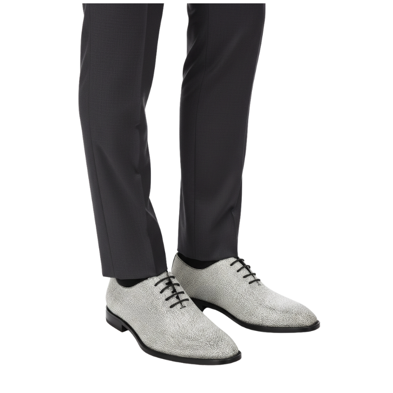 Italian Pebble Exotic Fish Skin Leather Luxe Derby