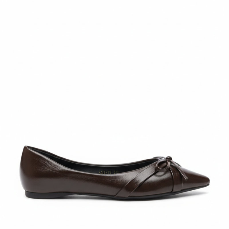 Italian Noir Bow Point Flats Ballerinas