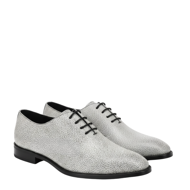 Italian Pebble Exotic Fish Skin Leather Luxe Derby