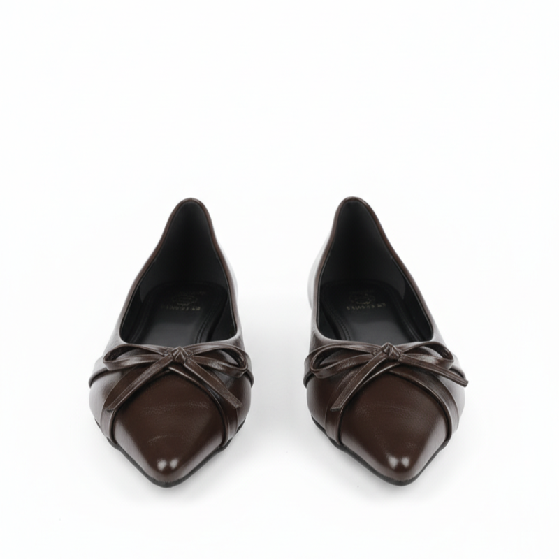 Italian Noir Bow Point Flats Ballerinas
