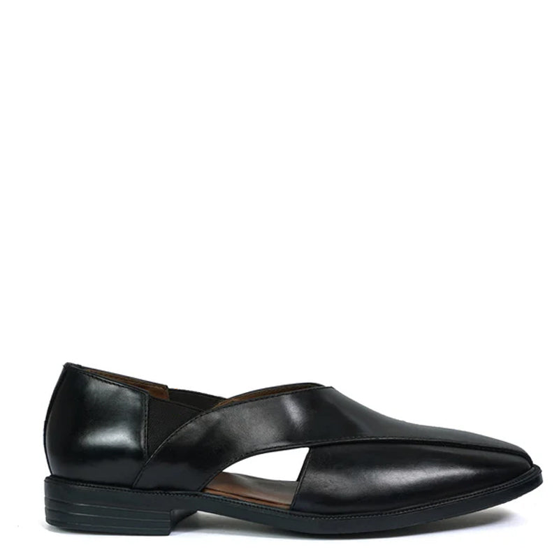 Cross Strap Slip-On Leather Peshawari Tan Sandal