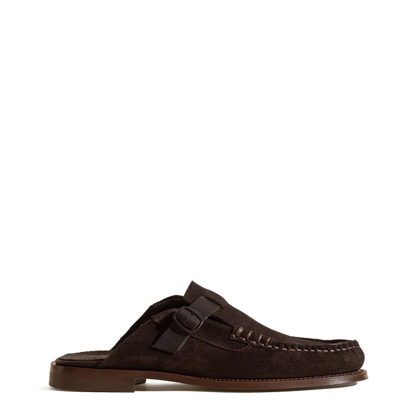 Men's Dark Buckle-strap Mule Loafer