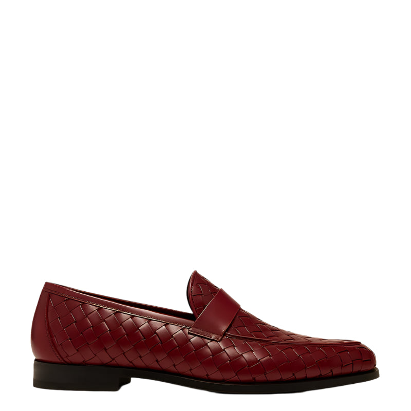 Blue Woven Texture Leather Loafer for Men