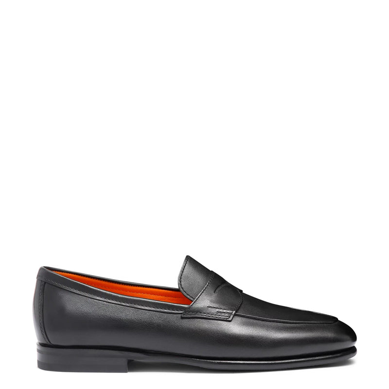 Penny Solid Leather Carlo Black Loafer