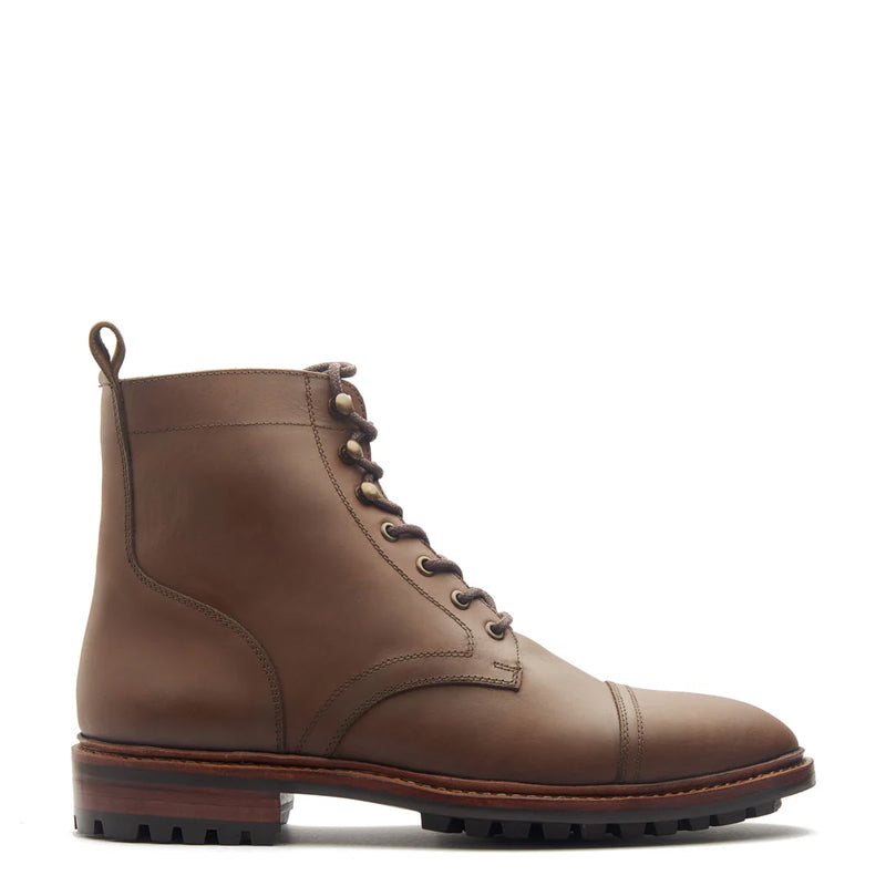 Premium Leather Lace-Up Cap-Toe Derby Boot