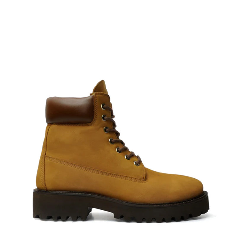 Suede Leather Lace-Up Biker Black Boot