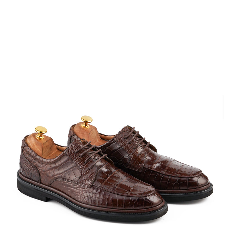 Premium Leather Textured Derby Brown Shoe