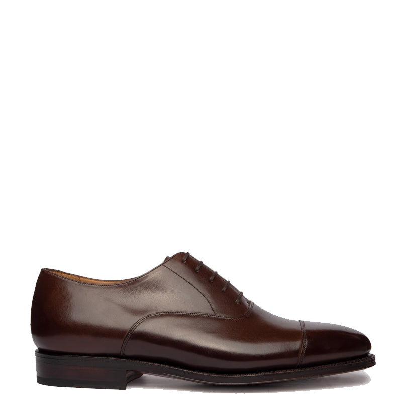Classic Design Captoe Plain Leather Oxford Shoe Black