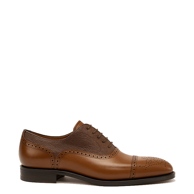 Premium Leather Lace Up Dual Textured Oxford Shoes