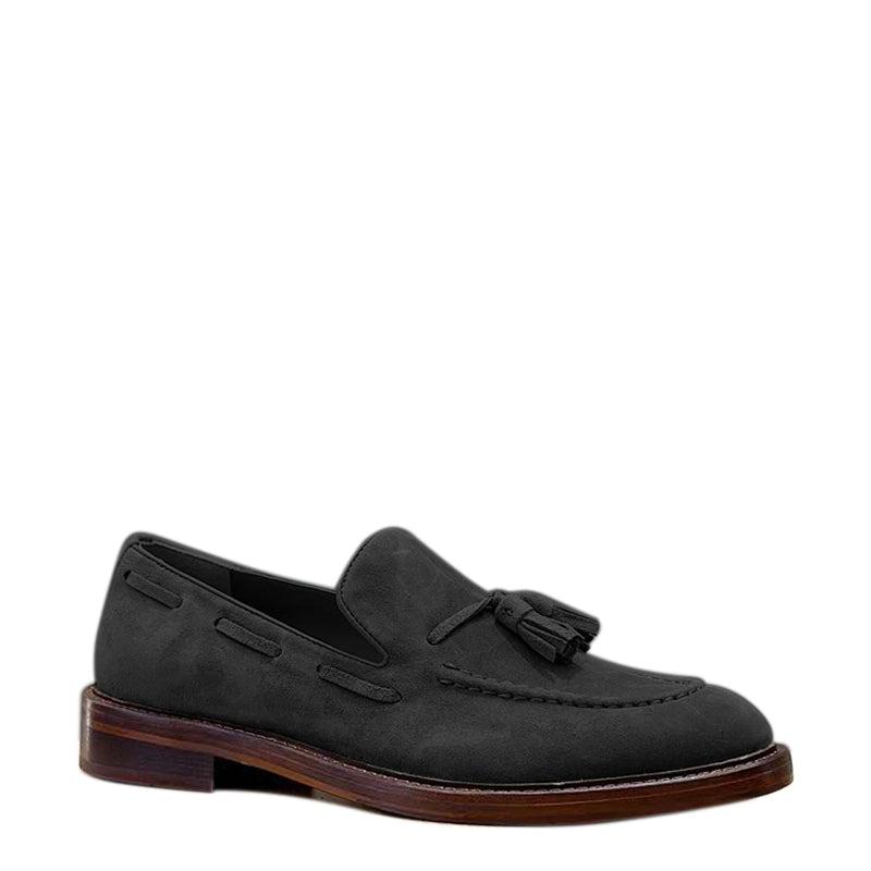 Comfort Tassel Penny Loafer in Gray Suede Leather