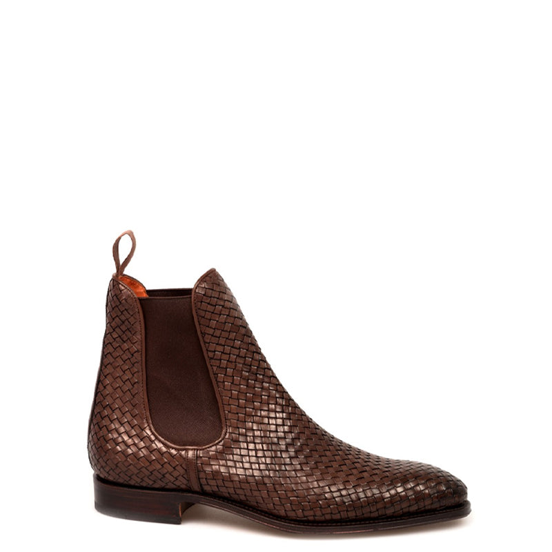 Woven Handmade Solid Leather Chelsea Boot