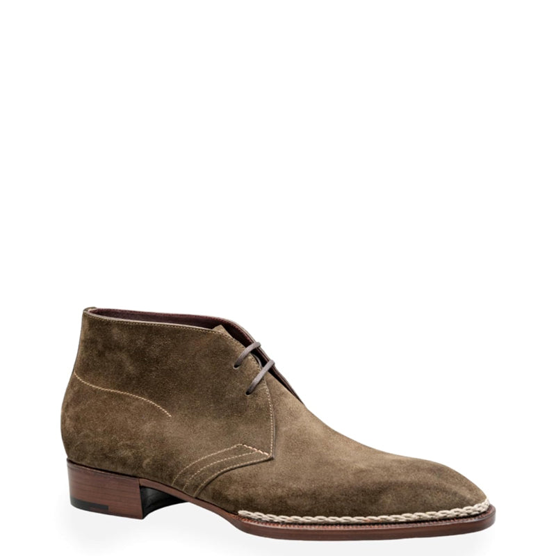 Men Suede Leather Stich Chukkas Boot Light Brown