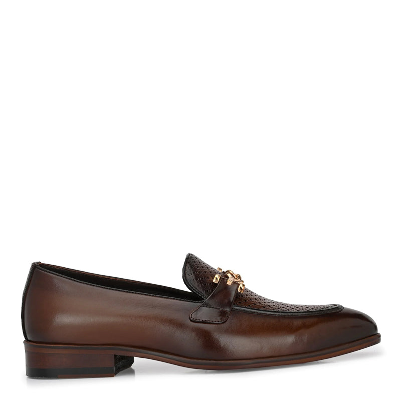Men Textured Slip On Leather Loafers