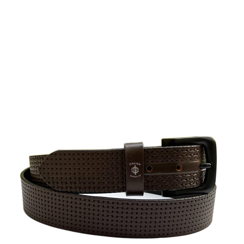 Strutturato Rilievo Brown Leather Belt