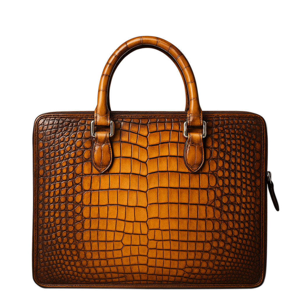 Men's Original Luxury Green Crocodile Leather Briefcase Bag