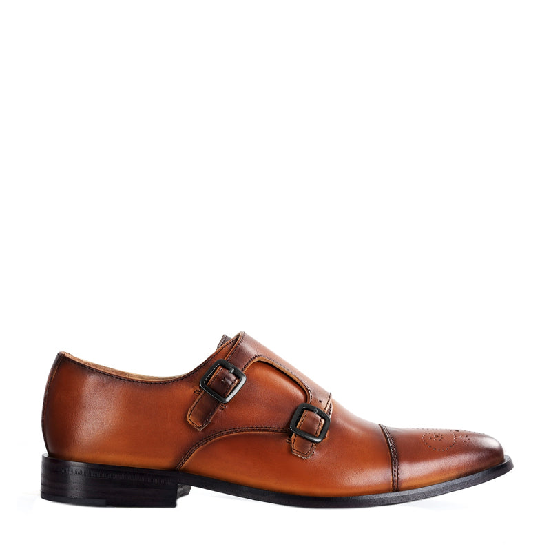 Premium ToeCap Double Monk Strap Leather Burgundy Shoe