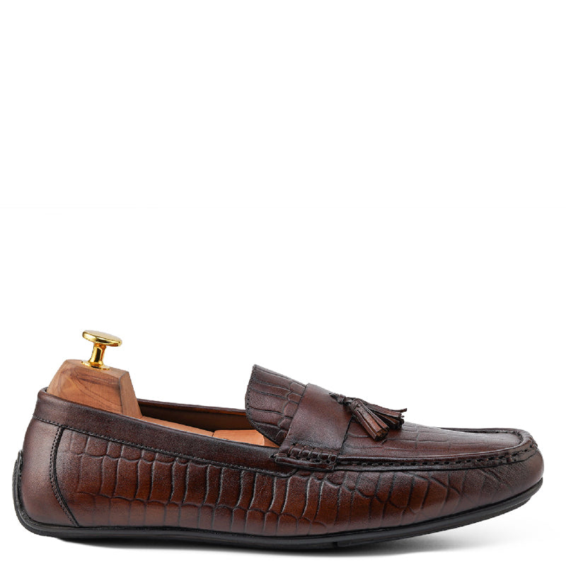 Premium Handmade Solid Leather Tassel Brown Loafer