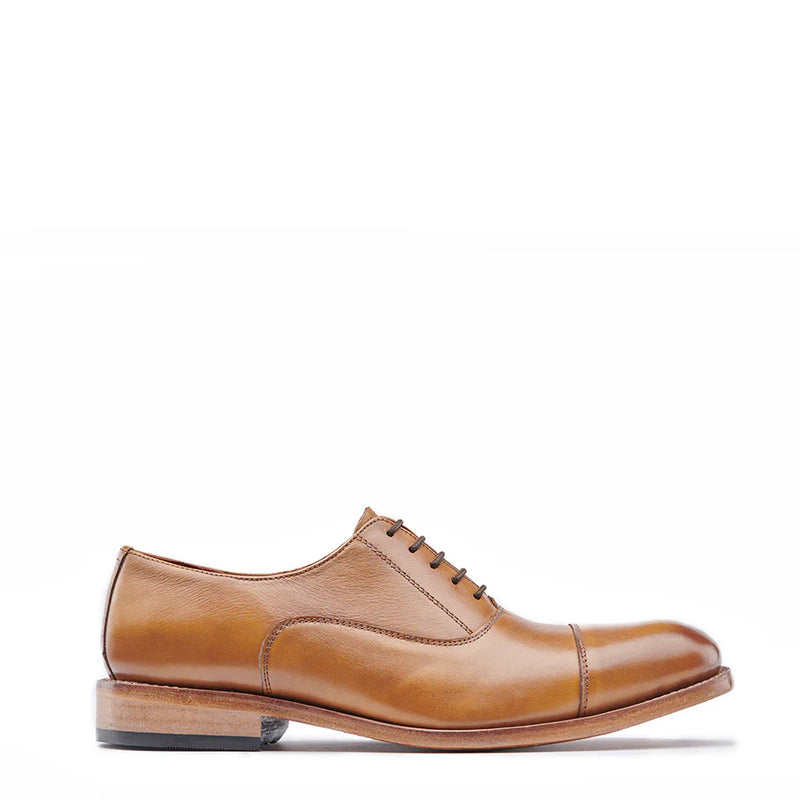 Plain Shiny Leather Cap Toe Oxford Shoes