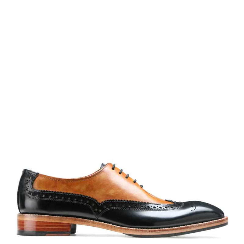 Men Wingtip Solid Leather Formal Oxford Tan Shoe