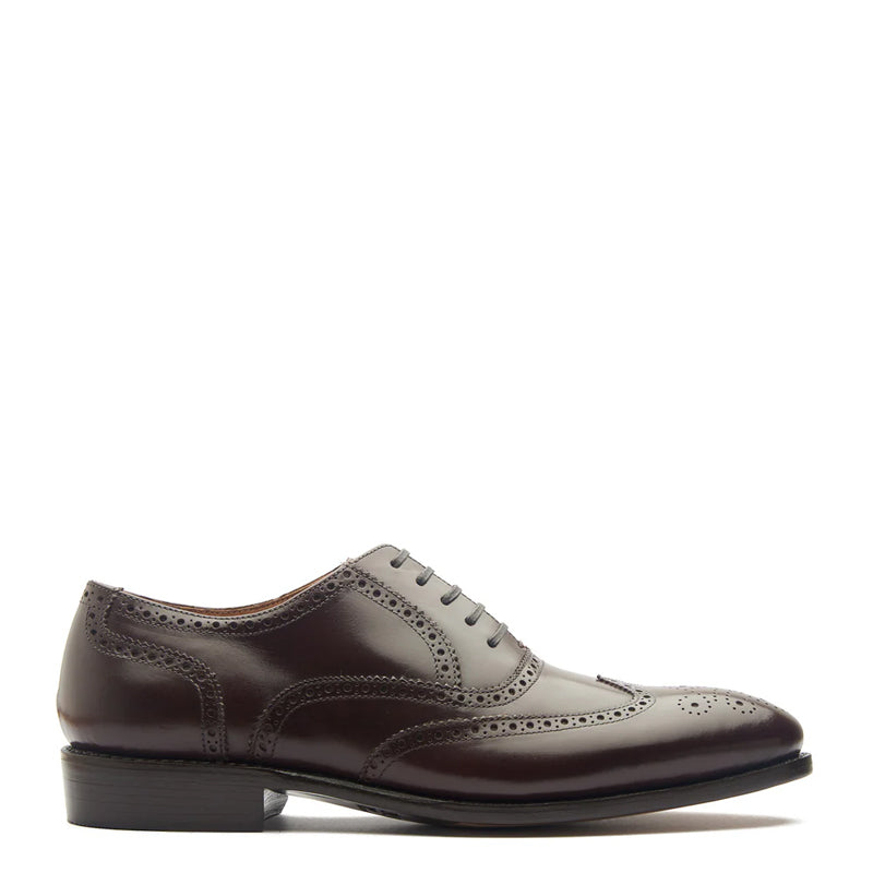 Men Lace-Up Leather Wingtip Oxford Black Shoe