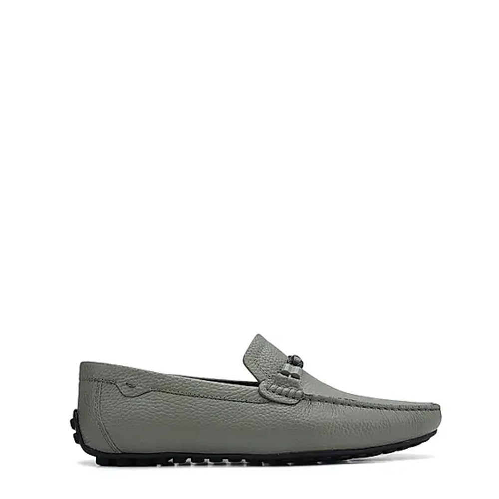 Men Textured Leather Driving Black Loafer
