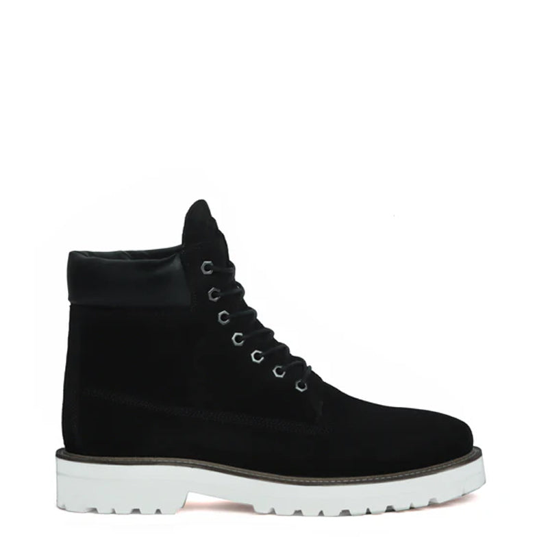 Suede Leather Lace-Up Biker Beige Boot