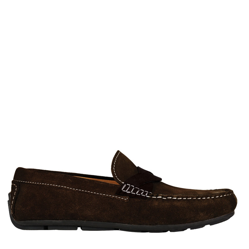 Penny Suede Cross Strap Leather Burgundy Loafer